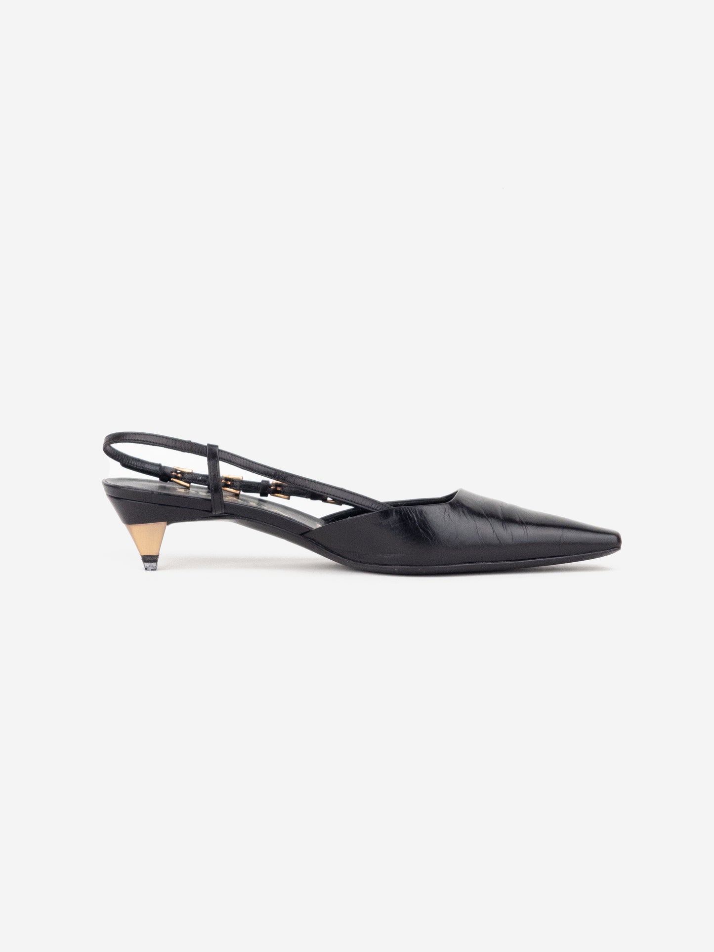 Prada 2000s Square Toe Multi-Buckle Slingback Kitten Heels