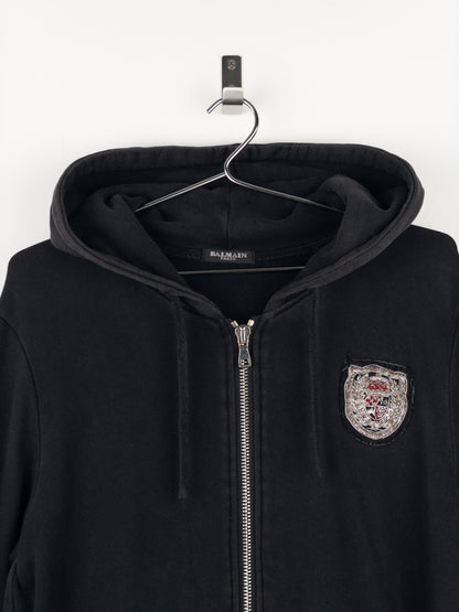 Balmain by Decarnin Crest Badge Zip Hoodie