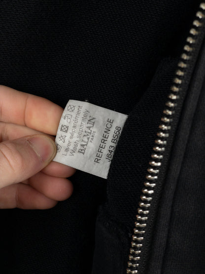 Balmain by Decarnin Crest Badge Zip Hoodie