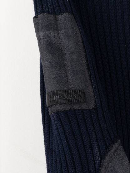 Prada 2000s Military Patch Knit Turtleneck Sweater