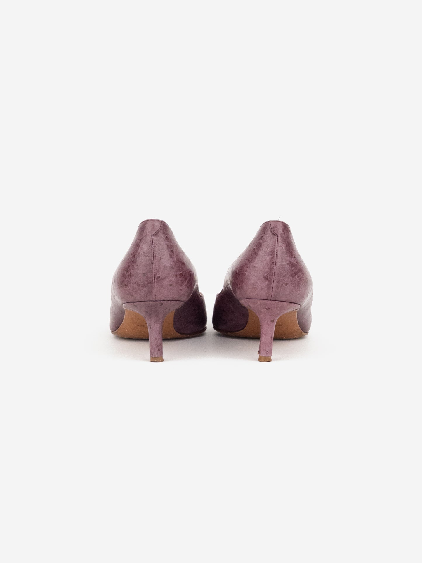 Dior by Galliano 2000s Ostrich Metal Toe Pump Kitten Heels