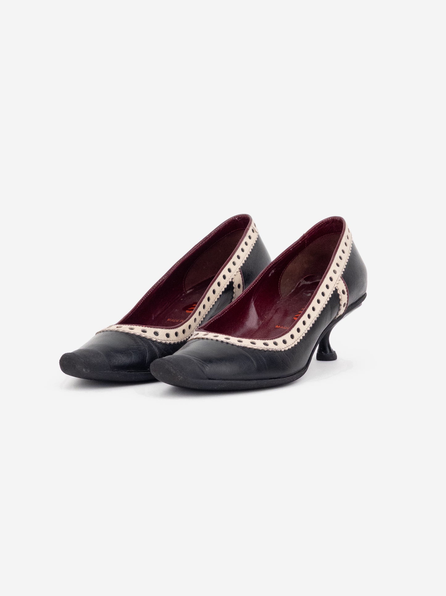 Miu Miu SS99 Brogueing Rubber Toe Cap Pump Kitten Heels