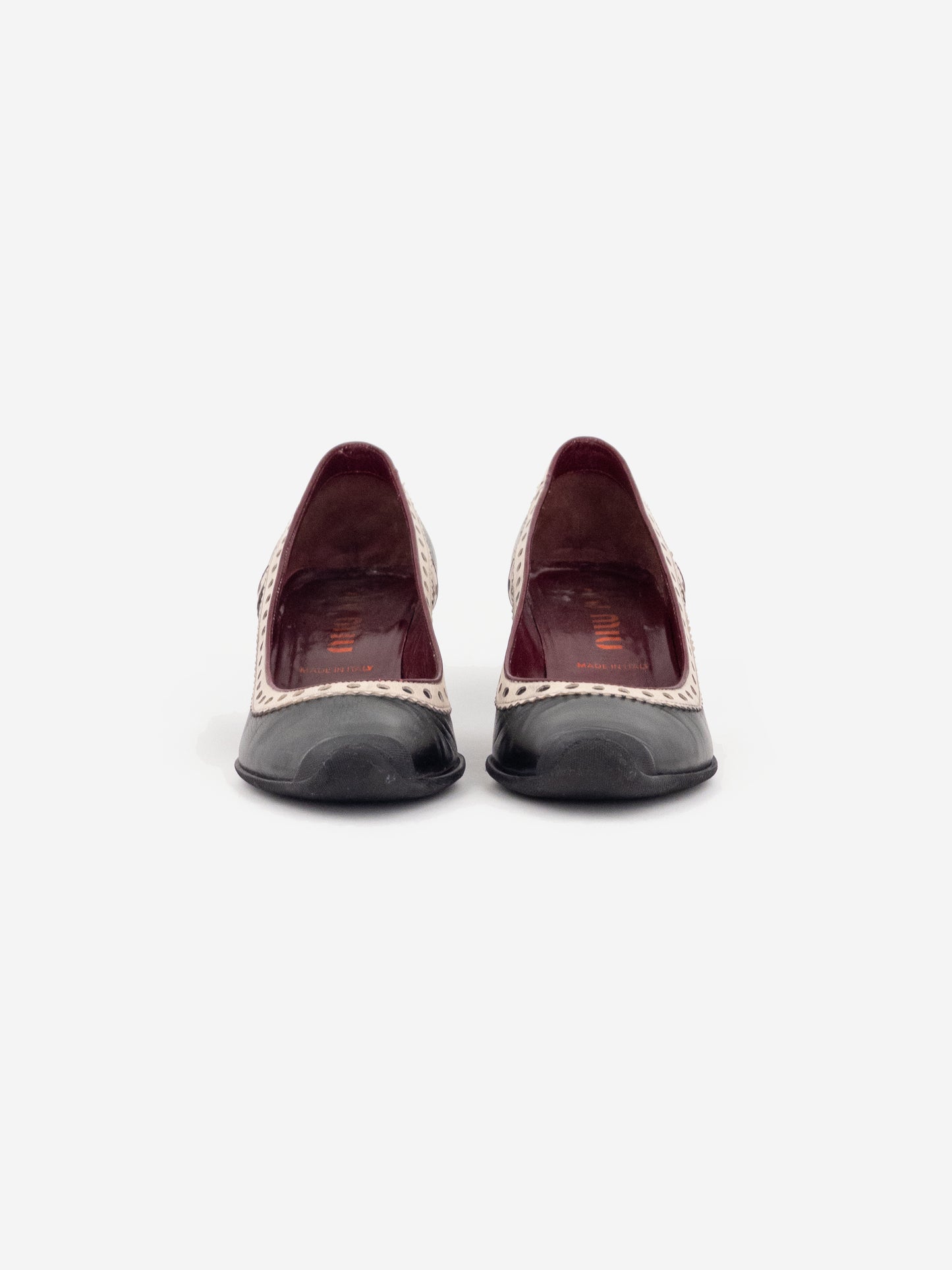 Miu Miu SS99 Brogueing Rubber Toe Cap Pump Kitten Heels