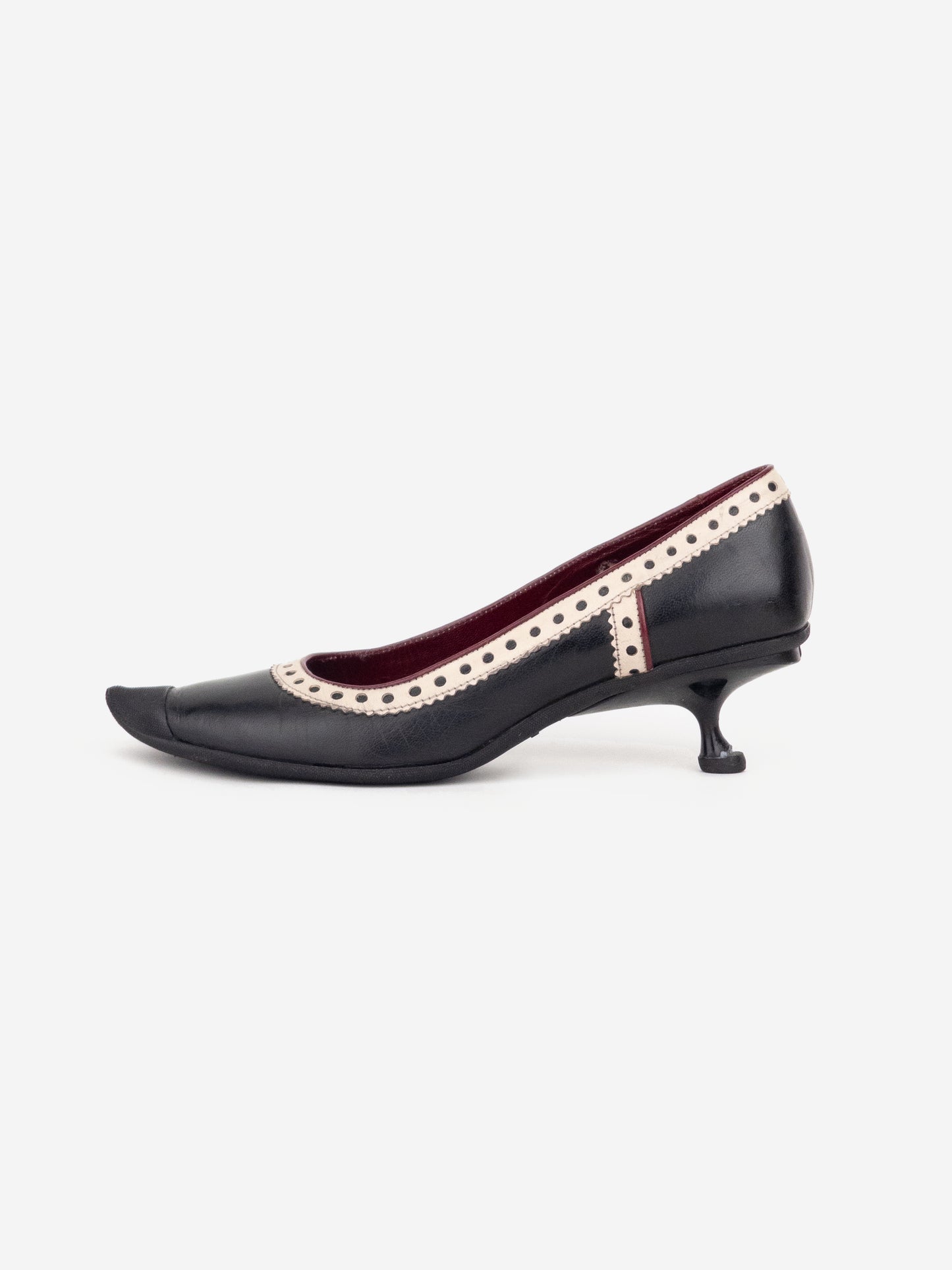 Miu Miu SS99 Brogueing Rubber Toe Cap Pump Kitten Heels