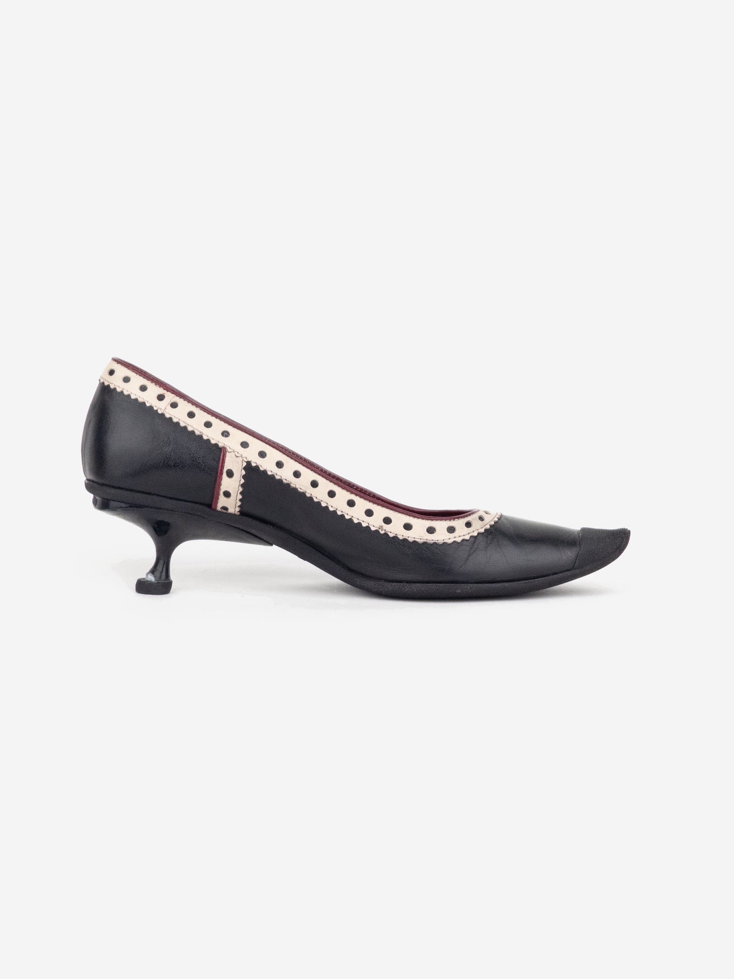 Miu Miu SS99 Brogueing Rubber Toe Cap Pump Kitten Heels