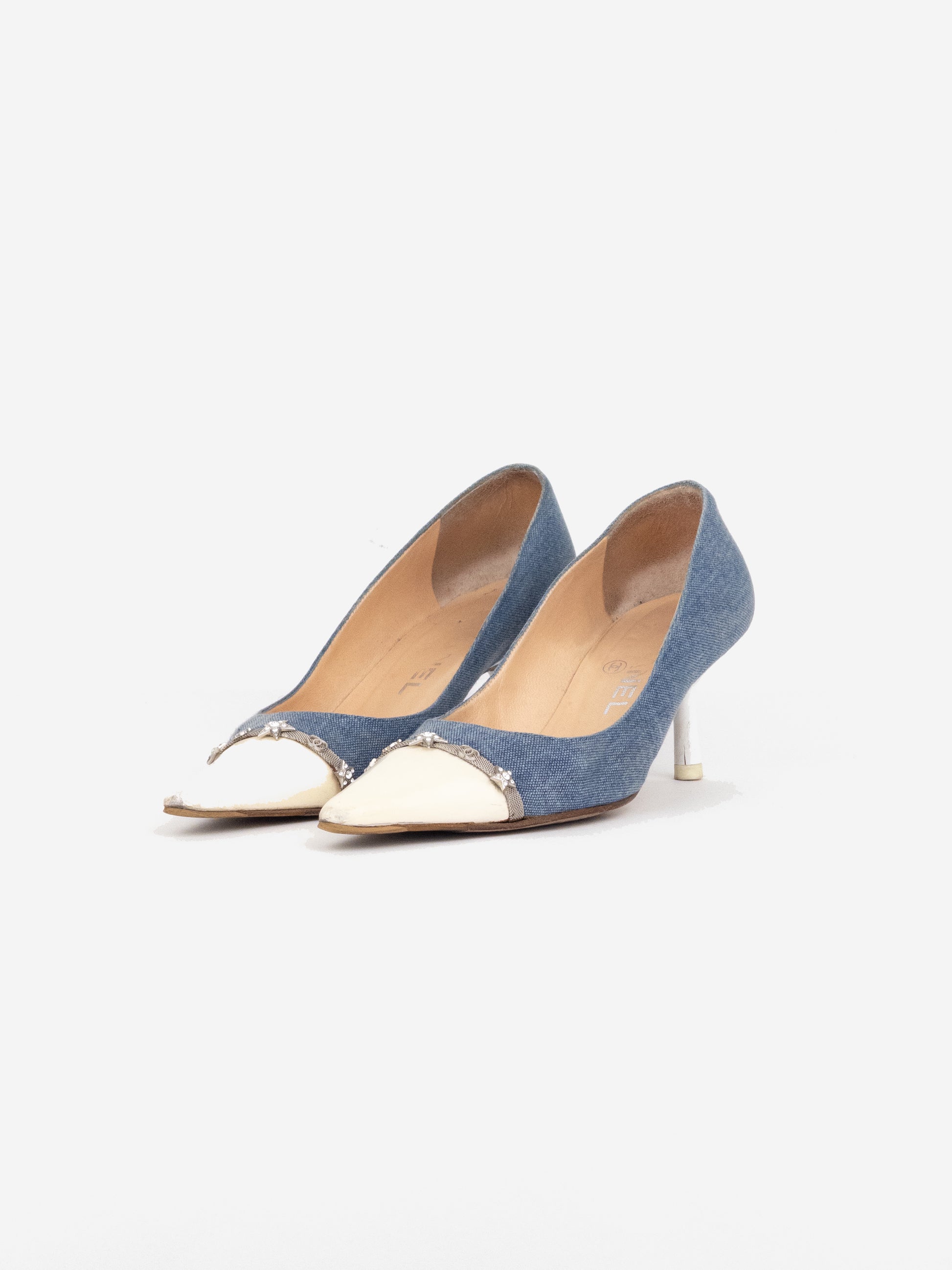 Chanel Cap Toe CC Star Charm Pump Kitten Heels