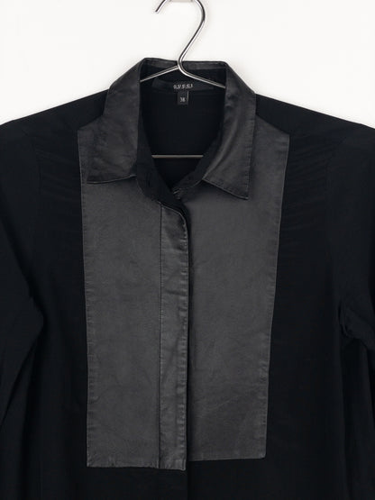 Gucci SS15 Leather Pannel Button-Up Blouse