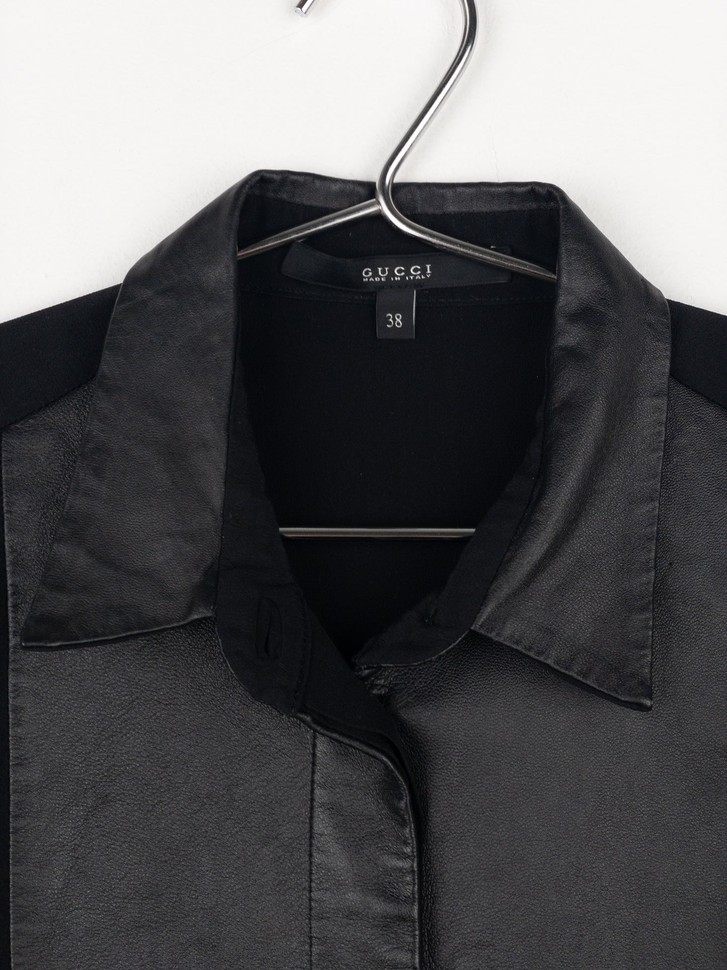 Gucci SS15 Leather Pannel Button-Up Blouse