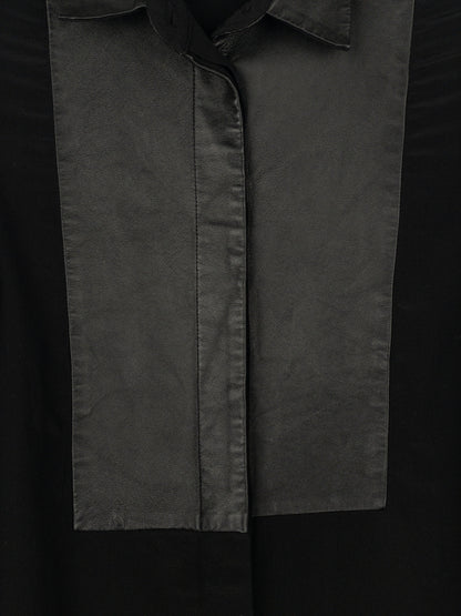 Gucci SS15 Leather Pannel Button-Up Blouse