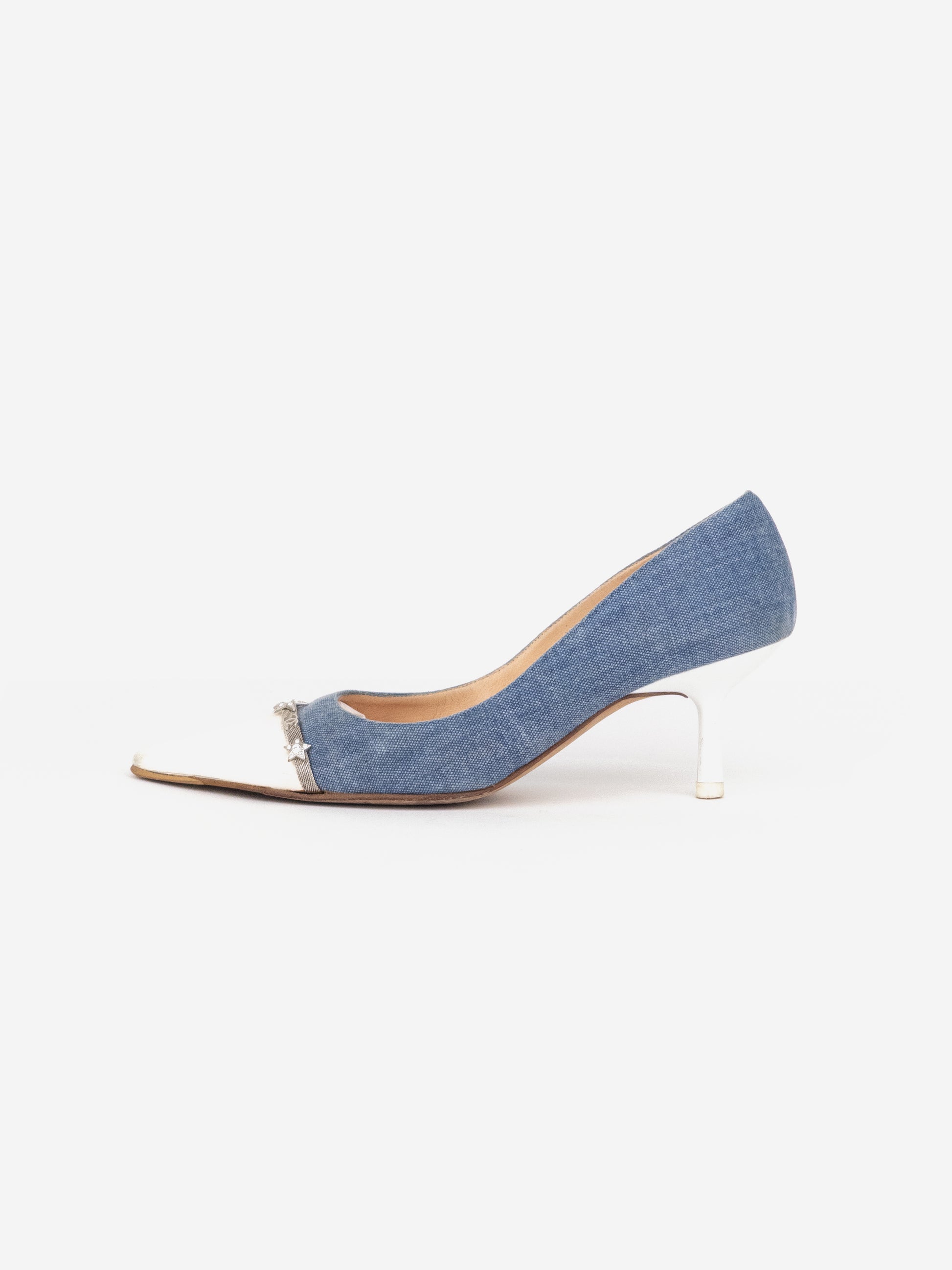 Chanel Cap Toe CC Star Charm Pump Kitten Heels