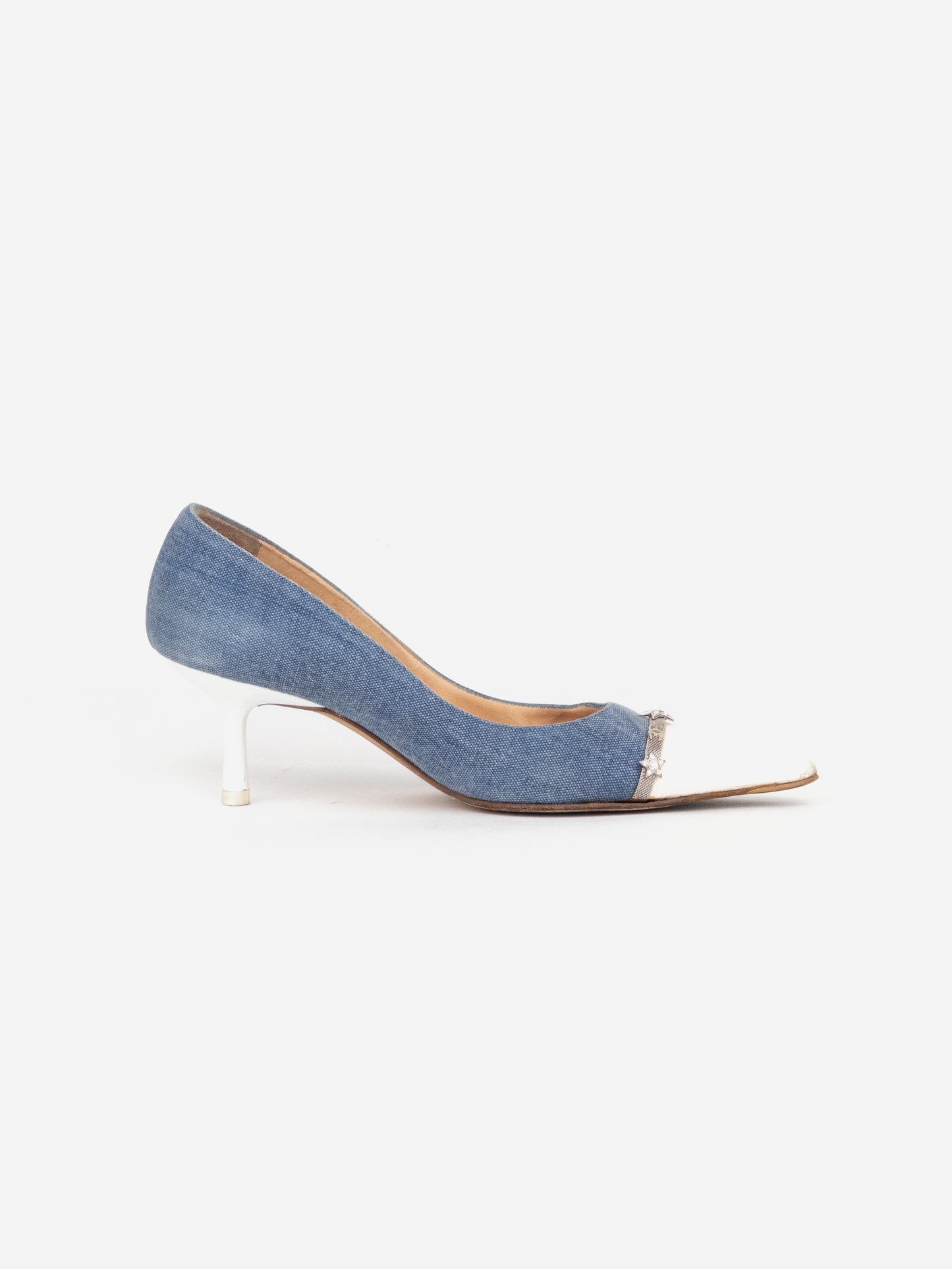 Chanel Cap Toe CC Star Charm Pump Kitten Heels