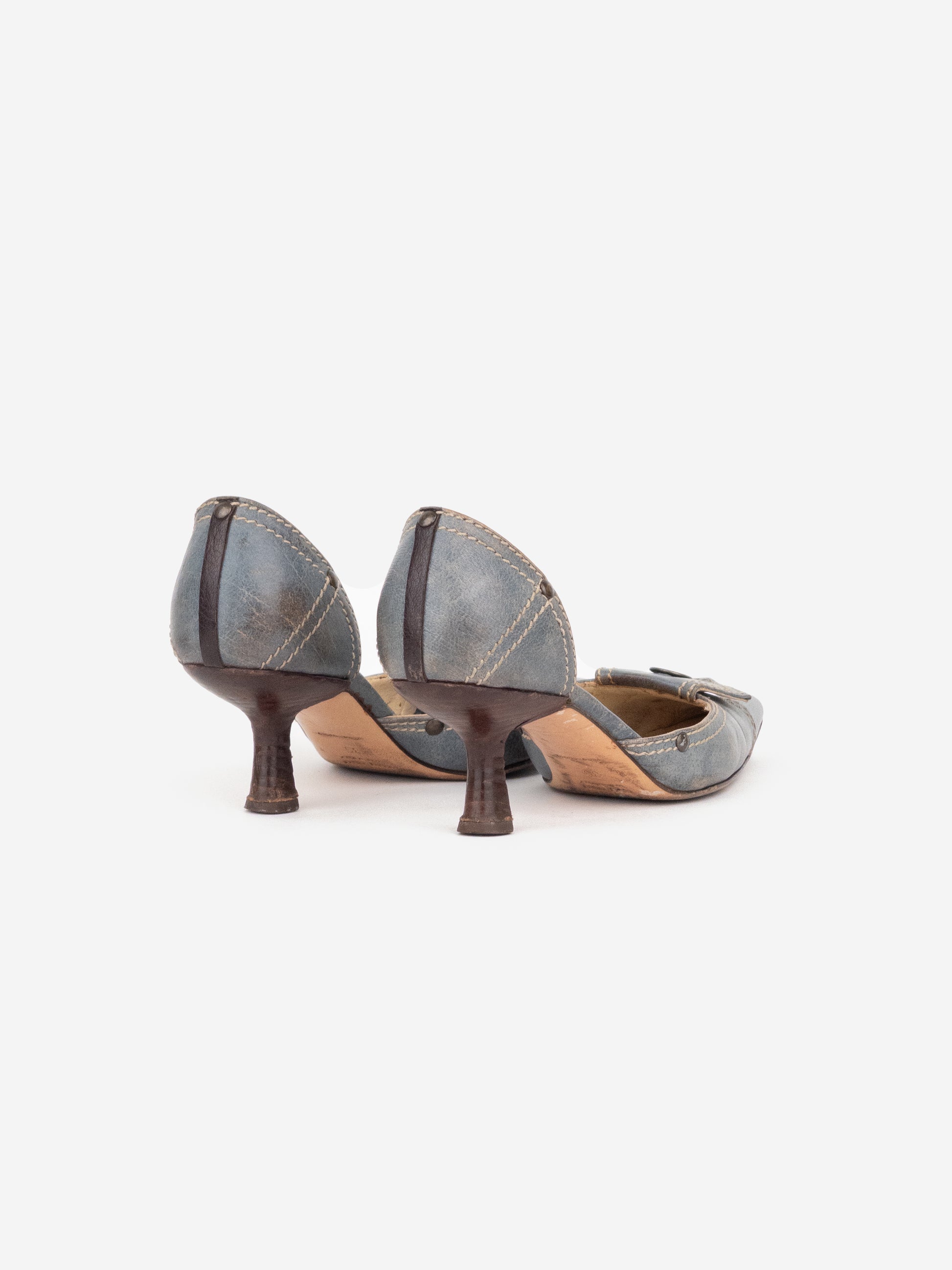 Miu Miu 2000s Button Pump Kitten Heels