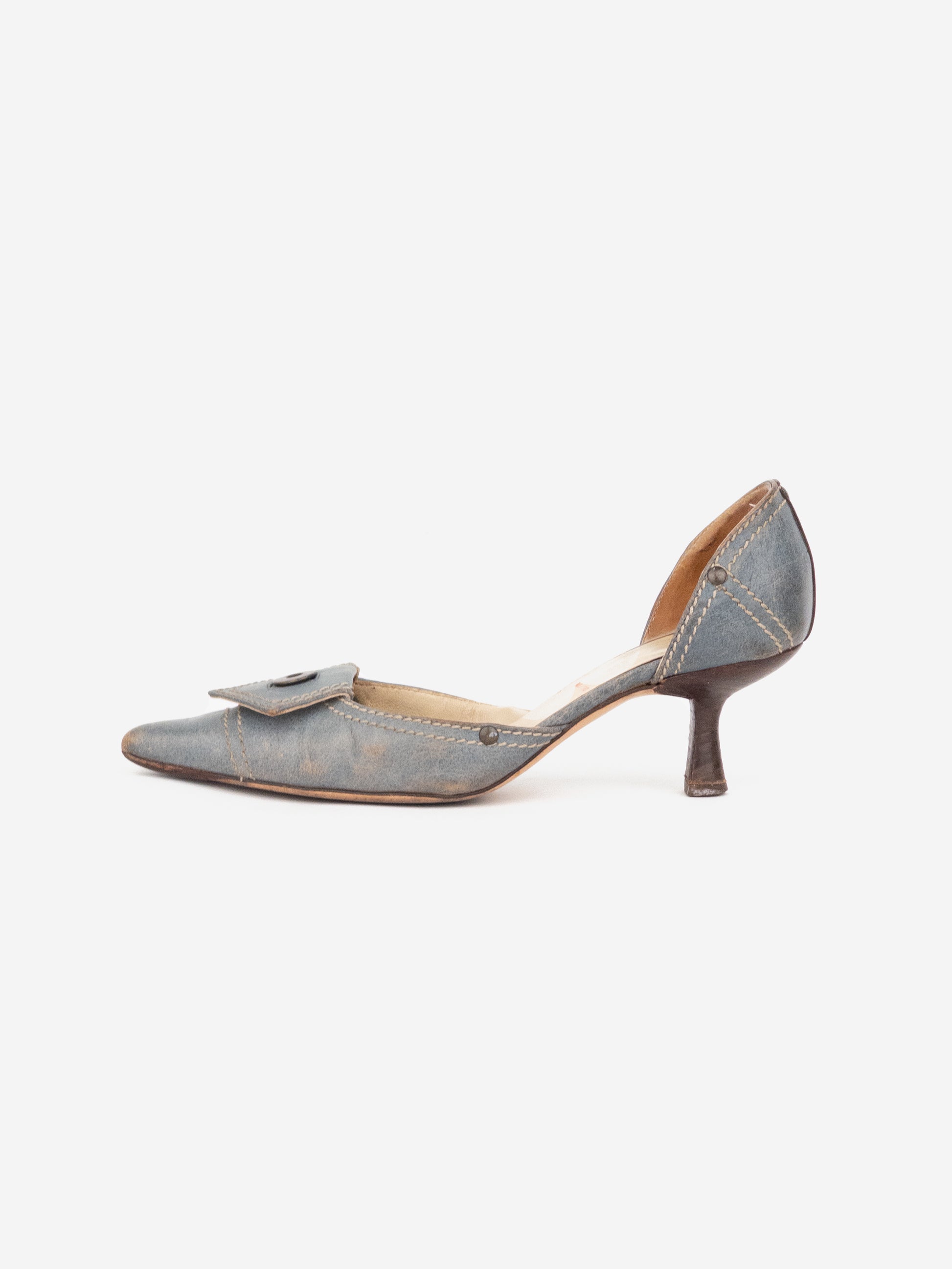 Miu Miu 2000s Button Pump Kitten Heels