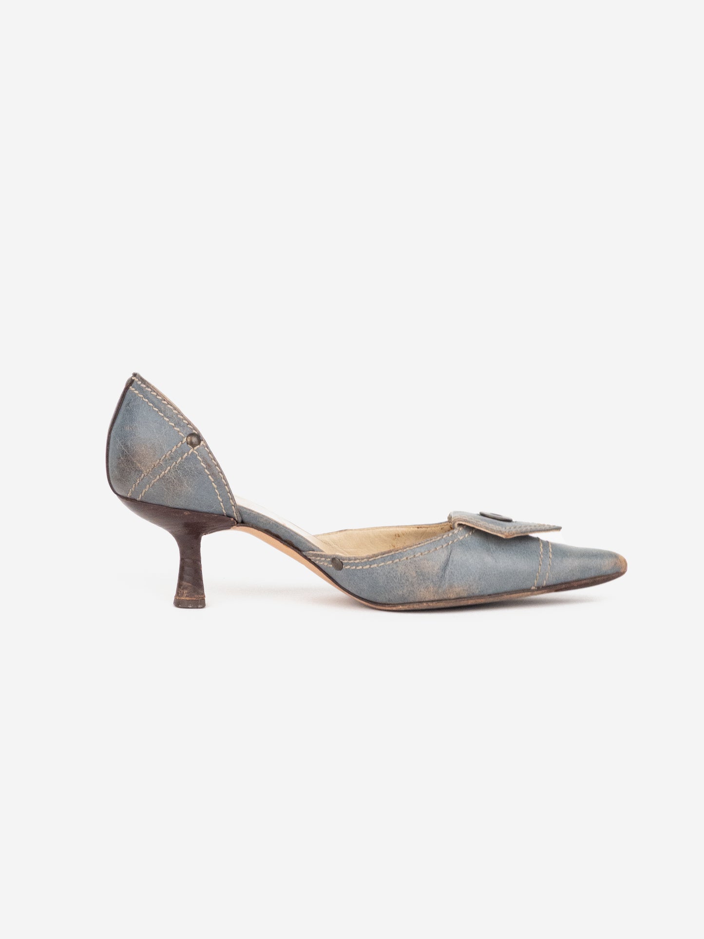 Miu Miu 2000s Button Pump Kitten Heels