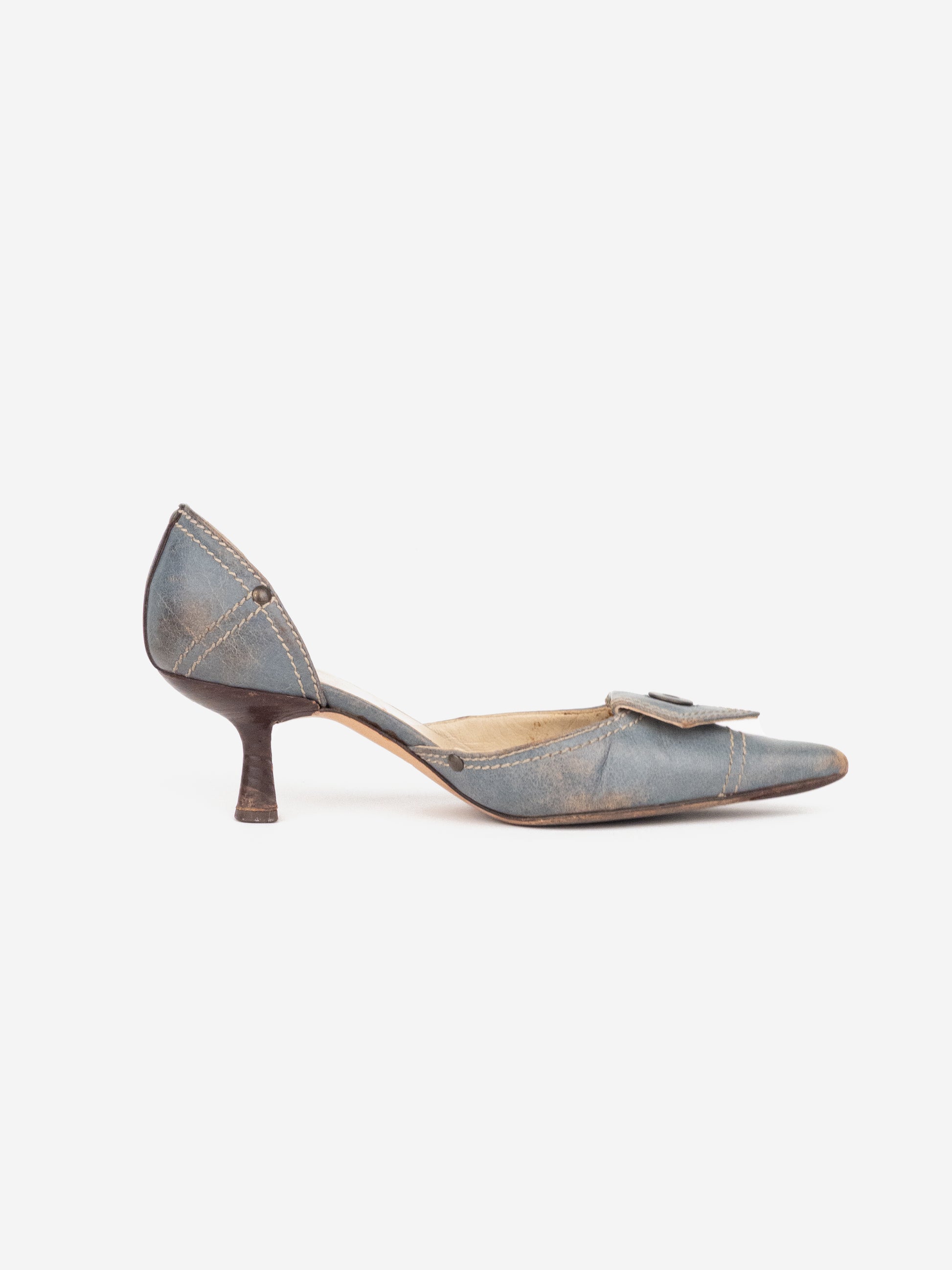Miu Miu 2000s Button Pump Kitten Heels