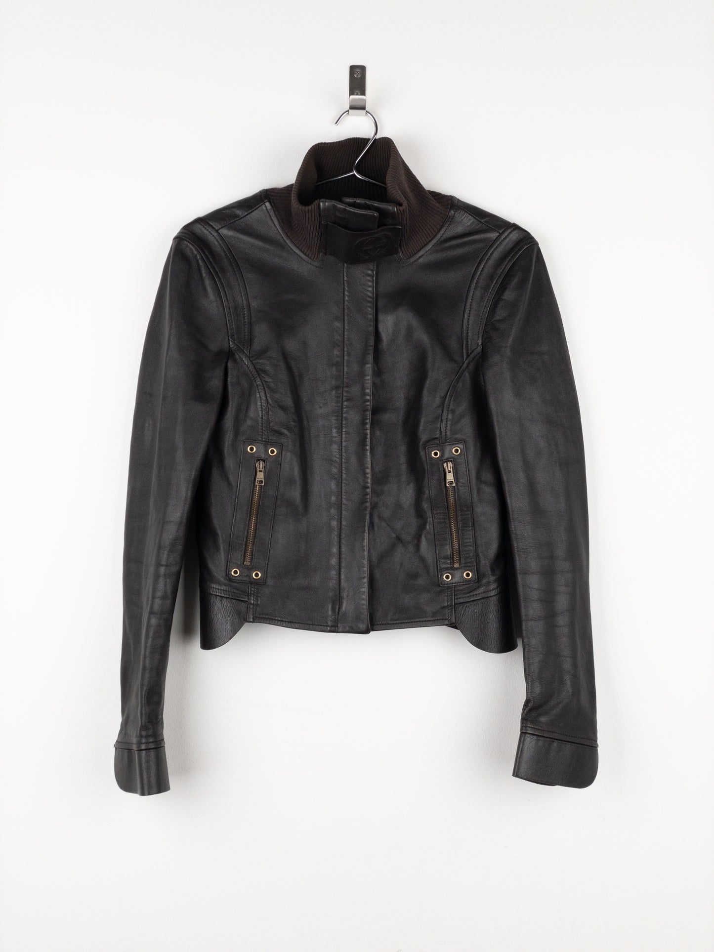 Gucci by Tom Ford AW04 High-Neck Leather Biker Jacket
