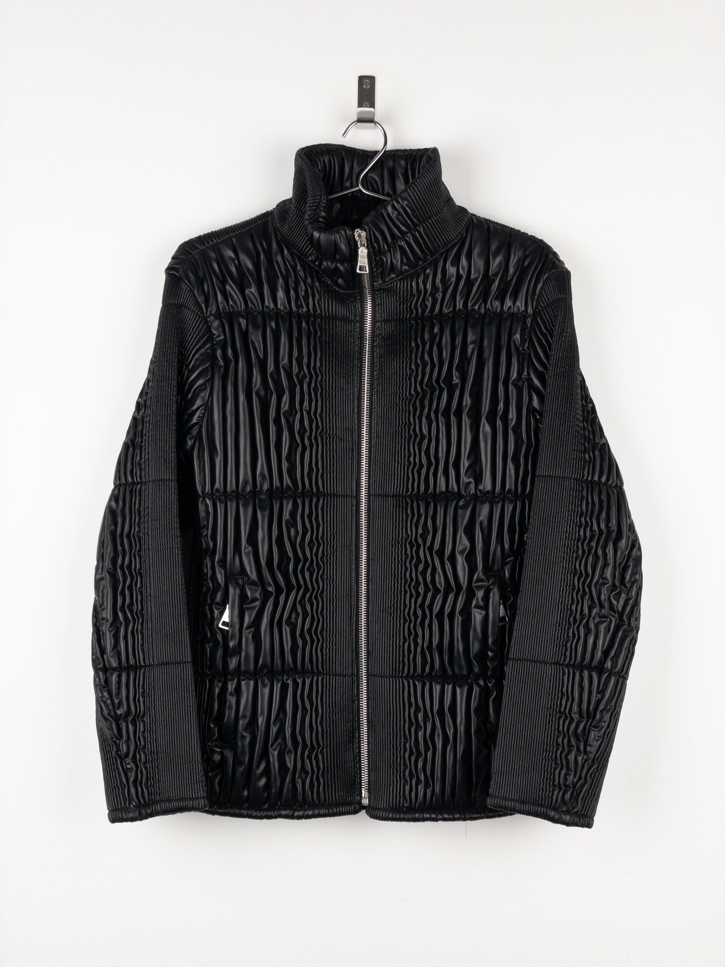 Prada AW08 Ripple Shirring Faux Leather Puffer Jacket