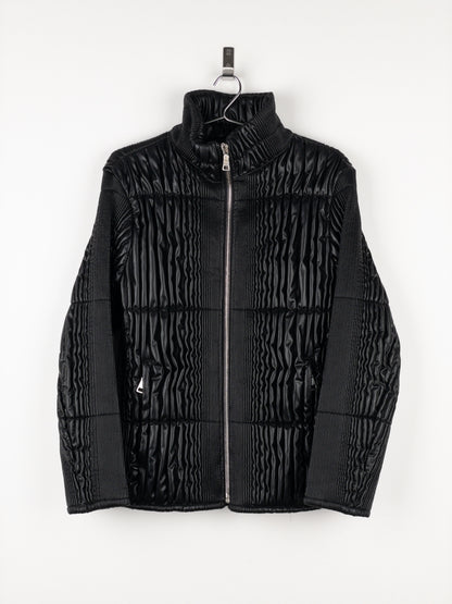 Prada AW08 Ripple Shirring Faux Leather Puffer Jacket