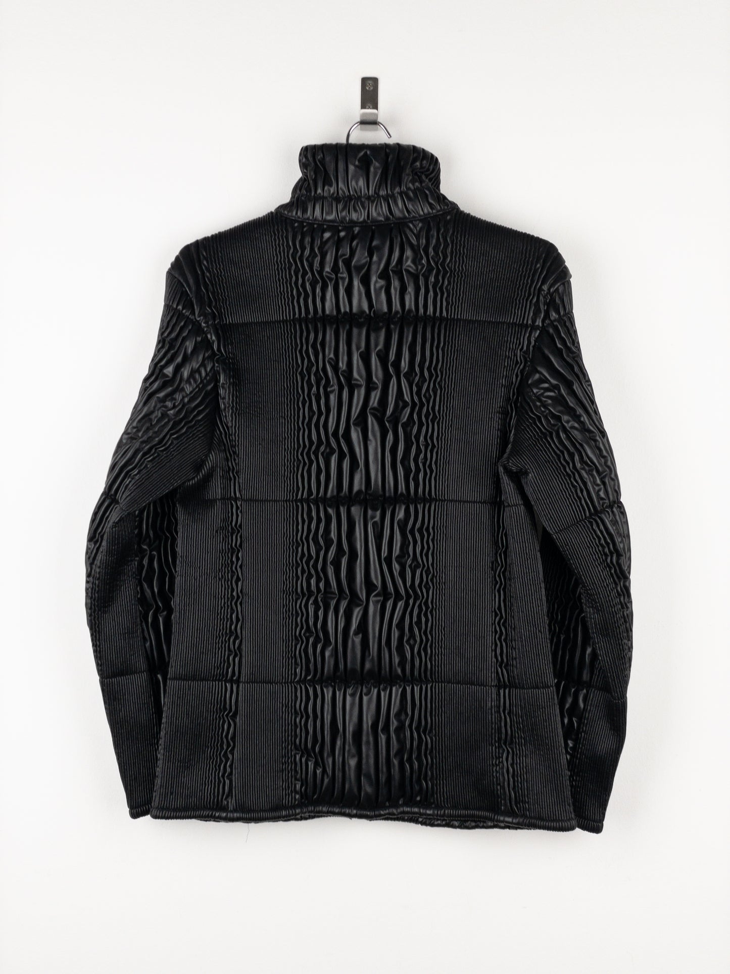 Prada AW08 Ripple Shirring Faux Leather Puffer Jacket