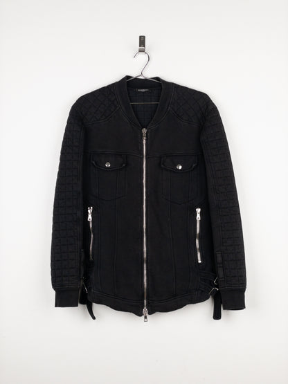 Balmain by Olivier Rousteing SS14 Belted Sweatshirt Biker Jacket