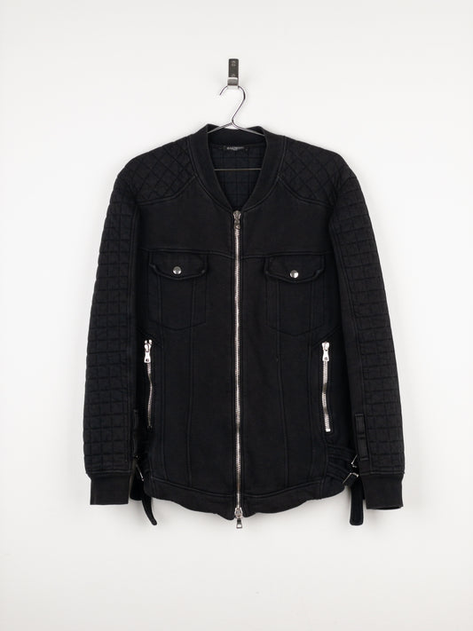 Balmain by Olivier Rousteing SS14 Belted Sweatshirt Biker Jacket