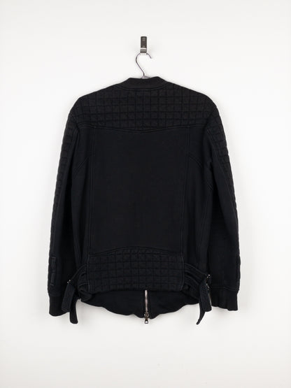 Balmain by Olivier Rousteing SS14 Belted Sweatshirt Biker Jacket