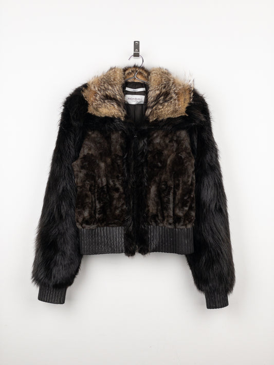 Yves Saint Laurent Rive Gauche by Tom Ford 2000s Fur Leather Bomber Jacket