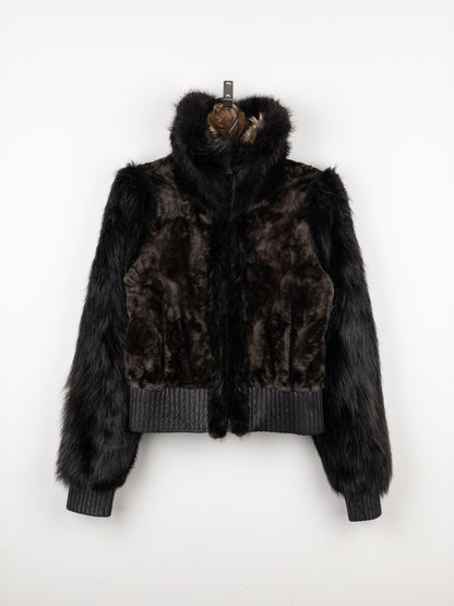Yves Saint Laurent Rive Gauche by Tom Ford 2000s Fur Leather Bomber Jacket