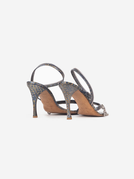 Dior by Galliano SS01 Crocodile Zipper Sandal Heels