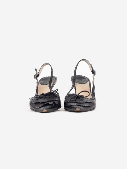 Dior by Galliano 2000s Brogueing Fringe Slingback Heels – photo 2