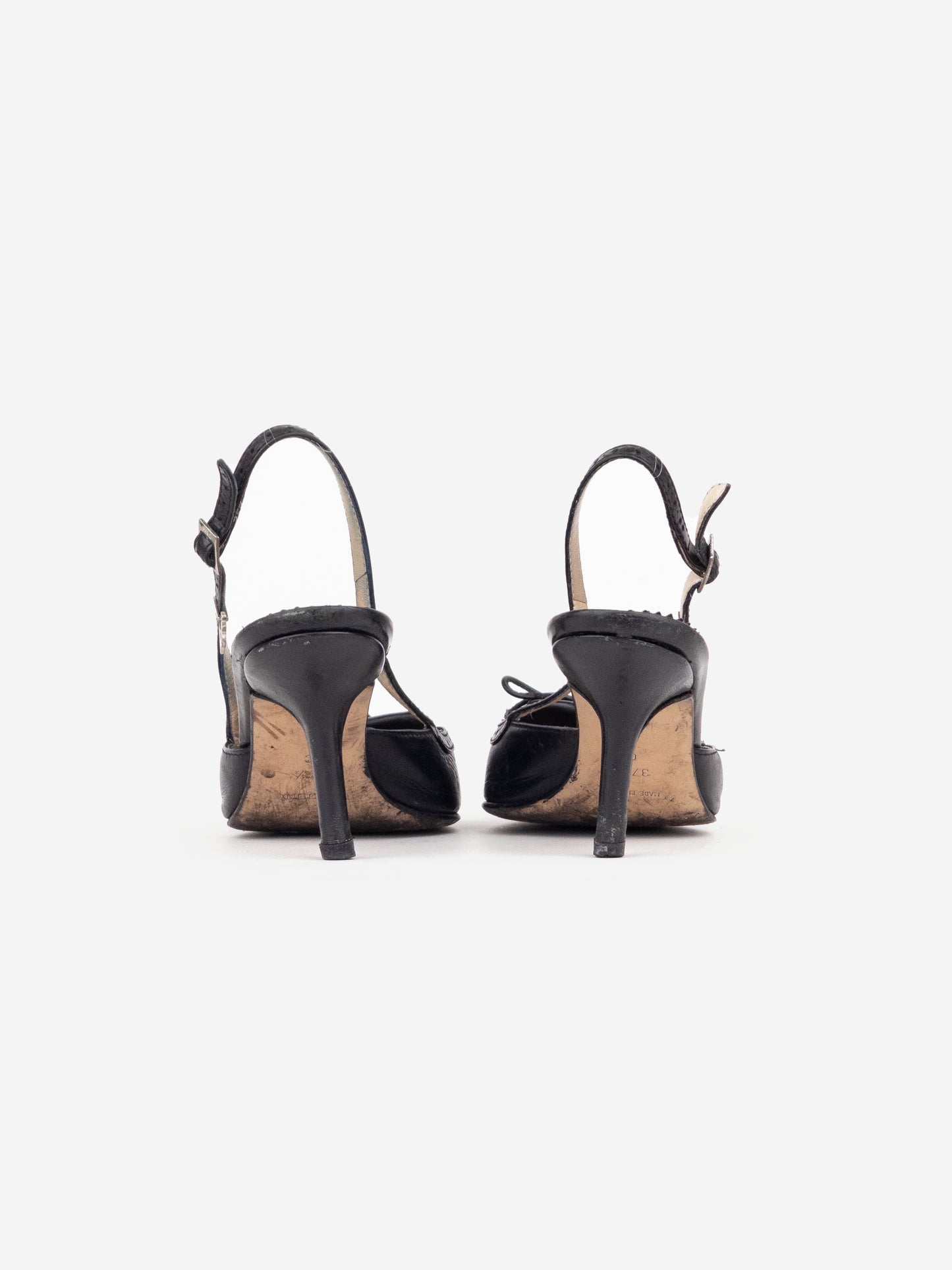 Dior by Galliano 2000s Brogueing Fringe Slingback Heels