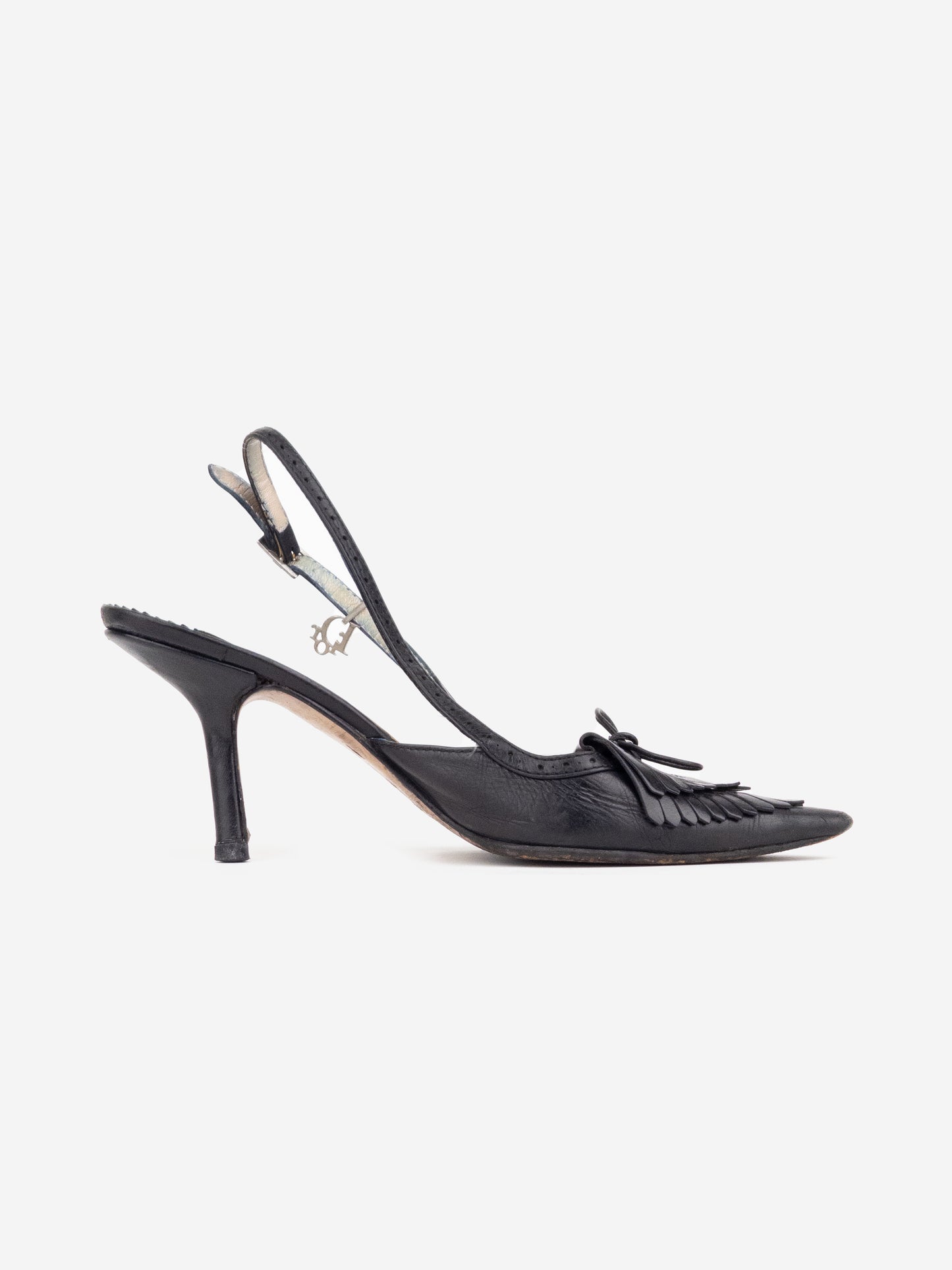 Dior by Galliano 2000s Brogueing Fringe Slingback Heels
