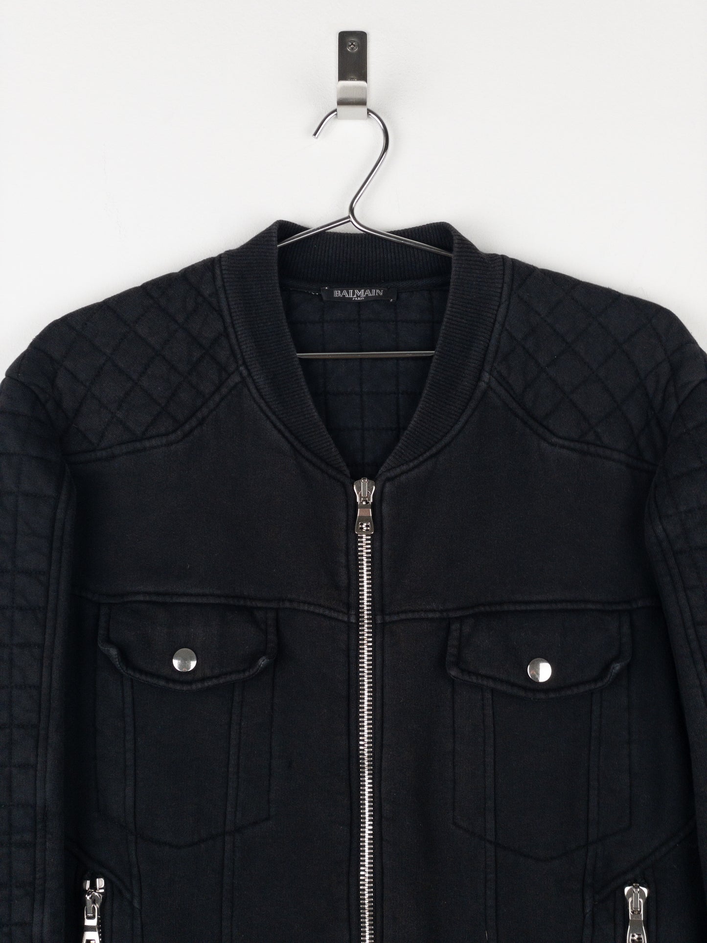 Balmain by Olivier Rousteing SS14 Belted Sweatshirt Biker Jacket