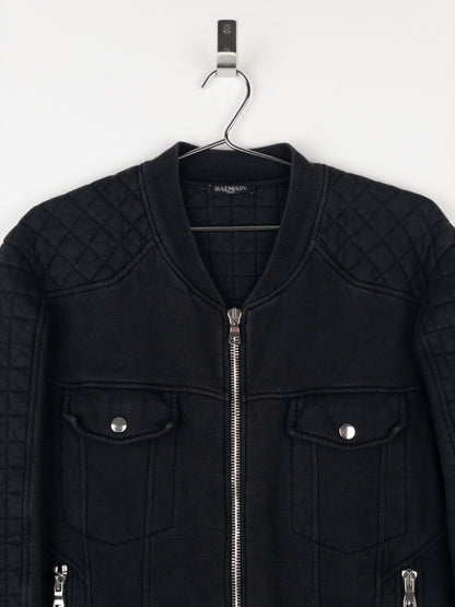 Balmain by Olivier Rousteing SS14 Belted Sweatshirt Biker Jacket