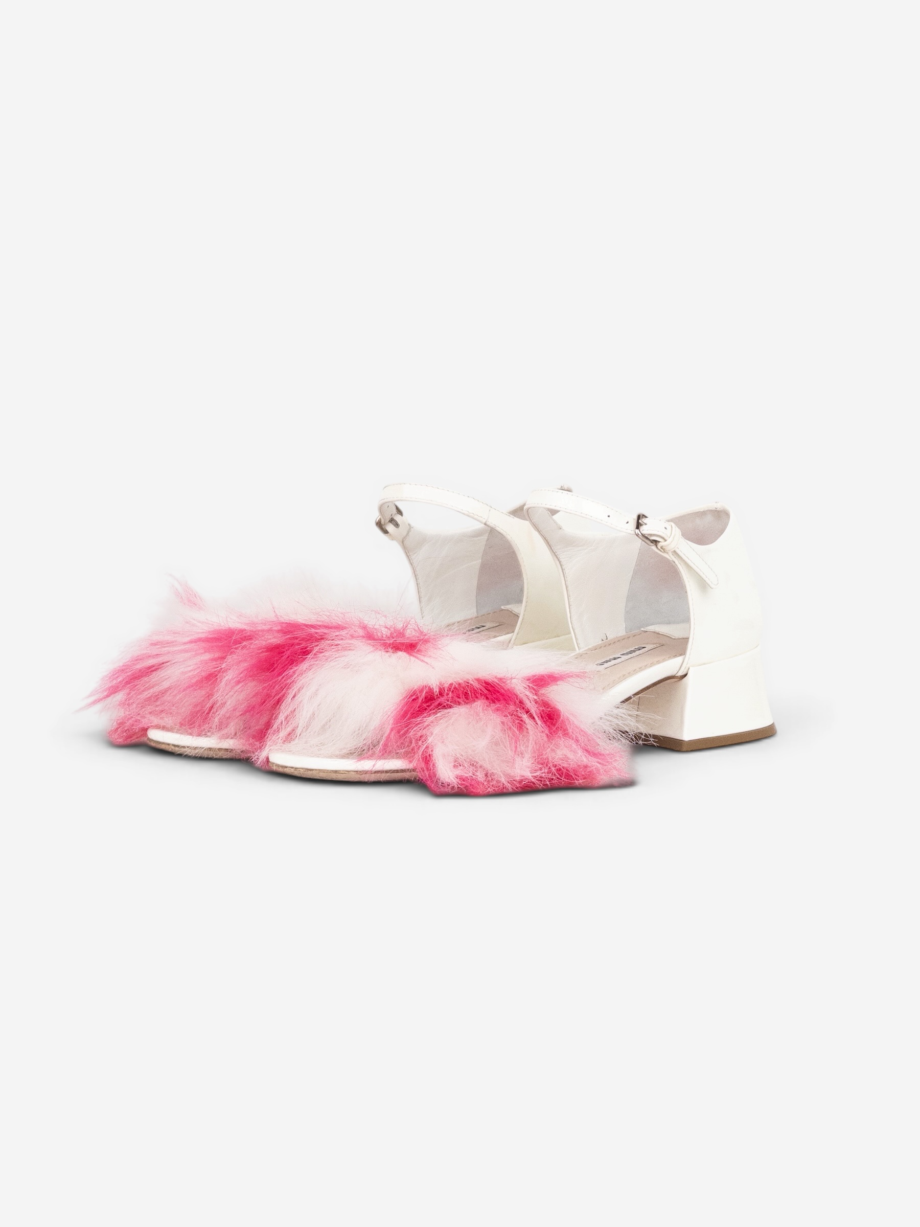 Miu Miu AW17 Open Toe Faux-Fur Sandal Heels