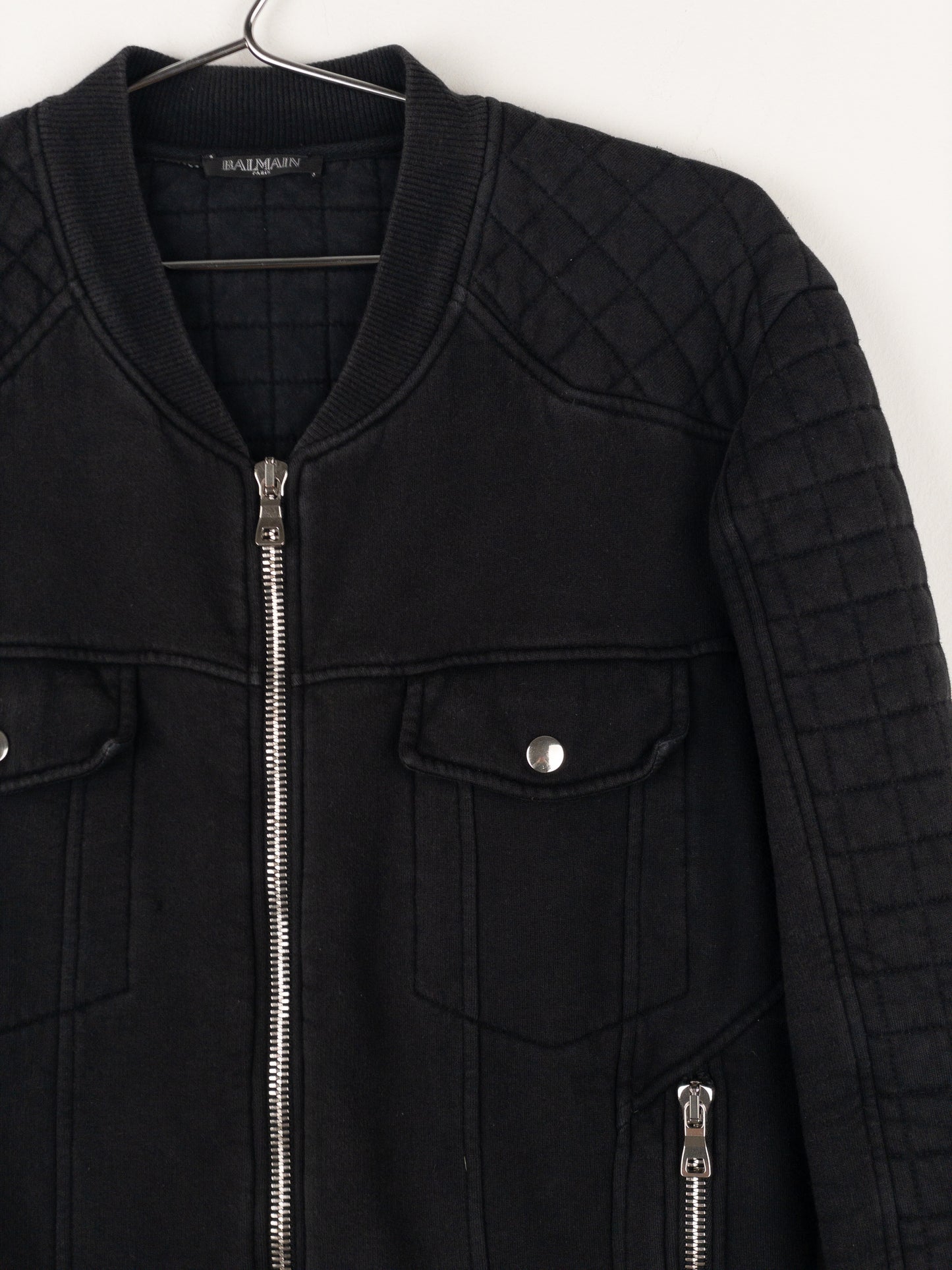 Balmain by Olivier Rousteing SS14 Belted Sweatshirt Biker Jacket