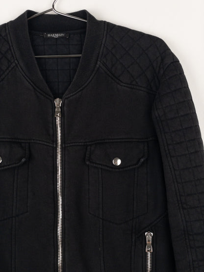 Balmain by Olivier Rousteing SS14 Belted Sweatshirt Biker Jacket