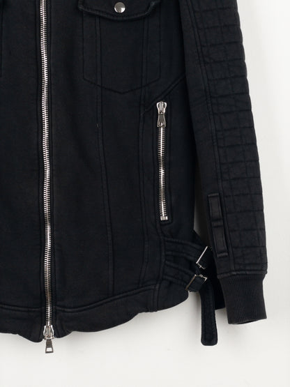 Balmain by Olivier Rousteing SS14 Belted Sweatshirt Biker Jacket