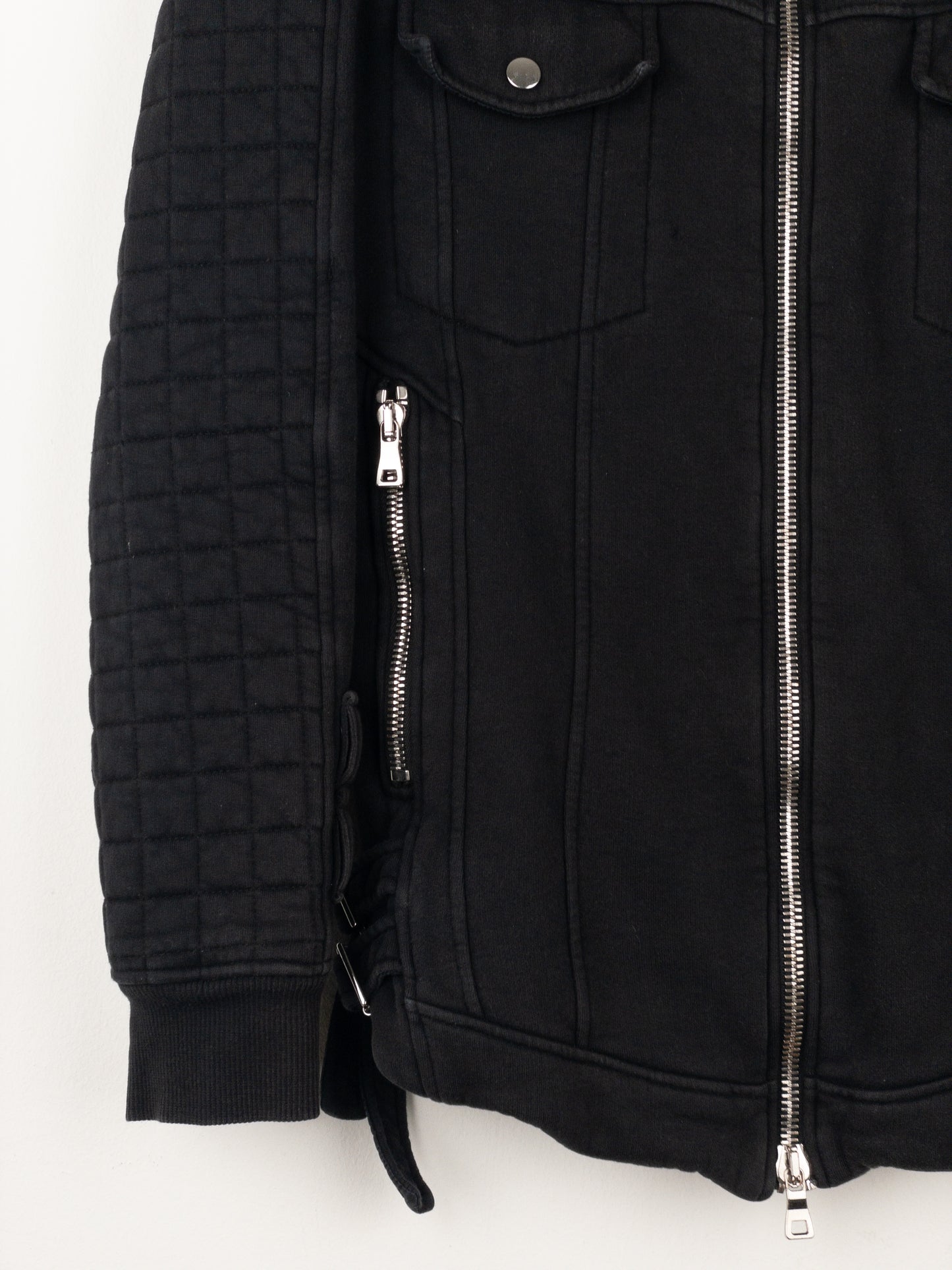 Balmain by Olivier Rousteing SS14 Belted Sweatshirt Biker Jacket