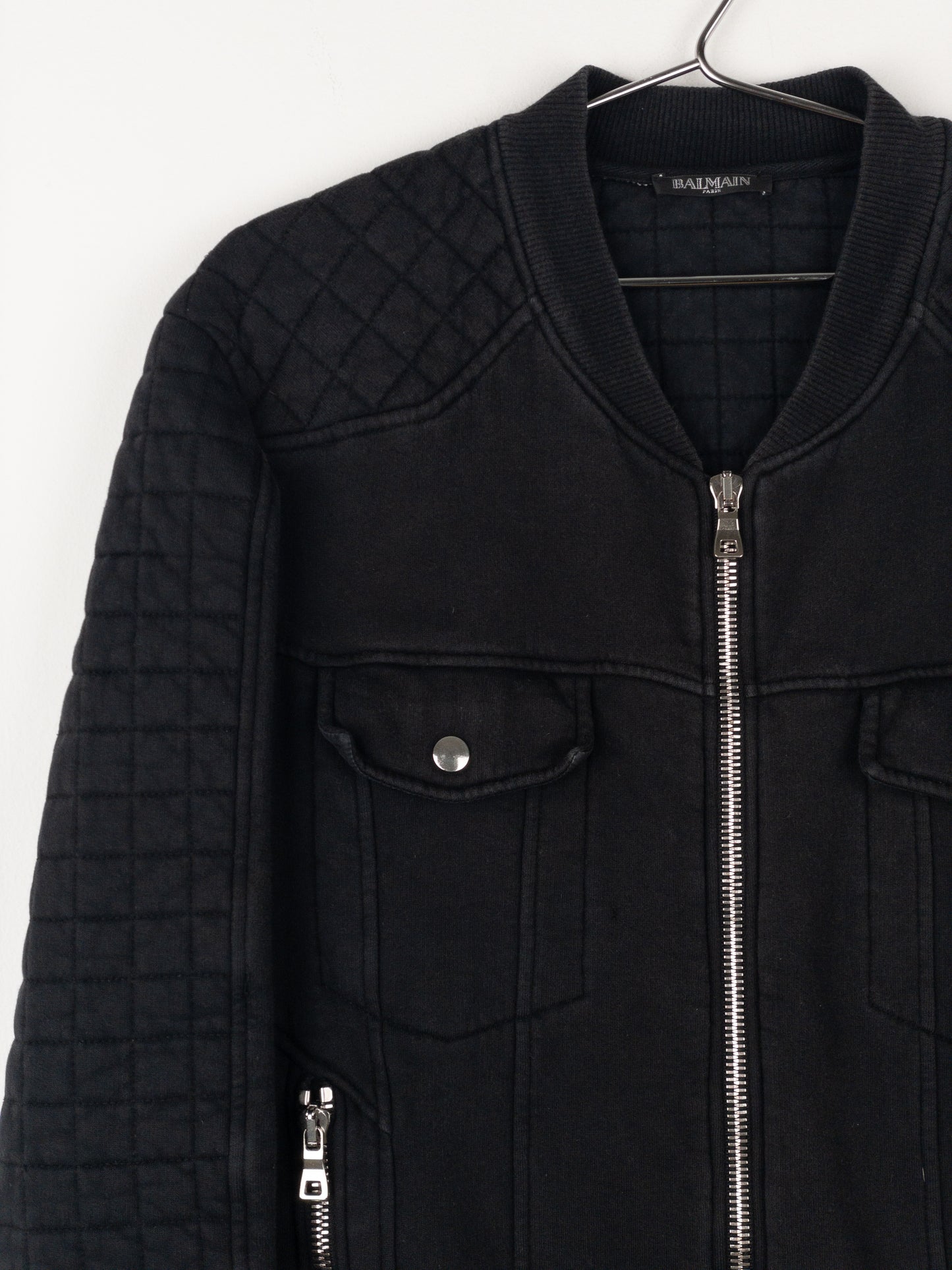 Balmain by Olivier Rousteing SS14 Belted Sweatshirt Biker Jacket