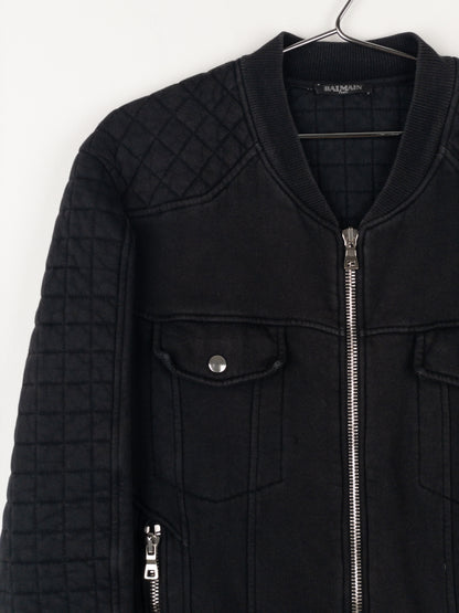 Balmain by Olivier Rousteing SS14 Belted Sweatshirt Biker Jacket