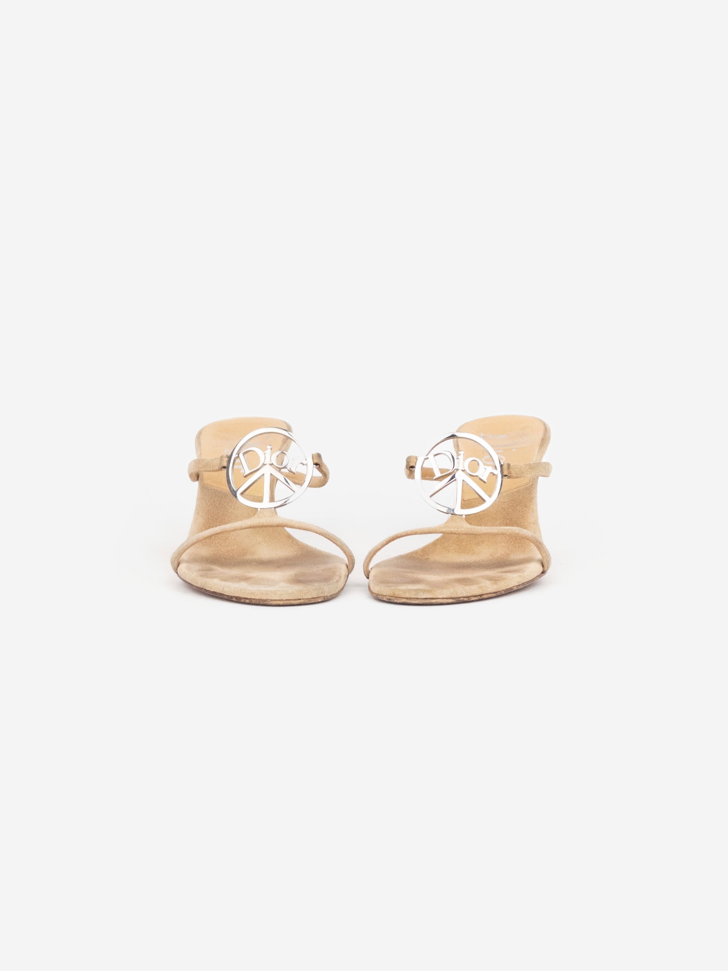 Dior by Galliano SS05 Peace Sign Logo Strappy Sandal Mule Heels