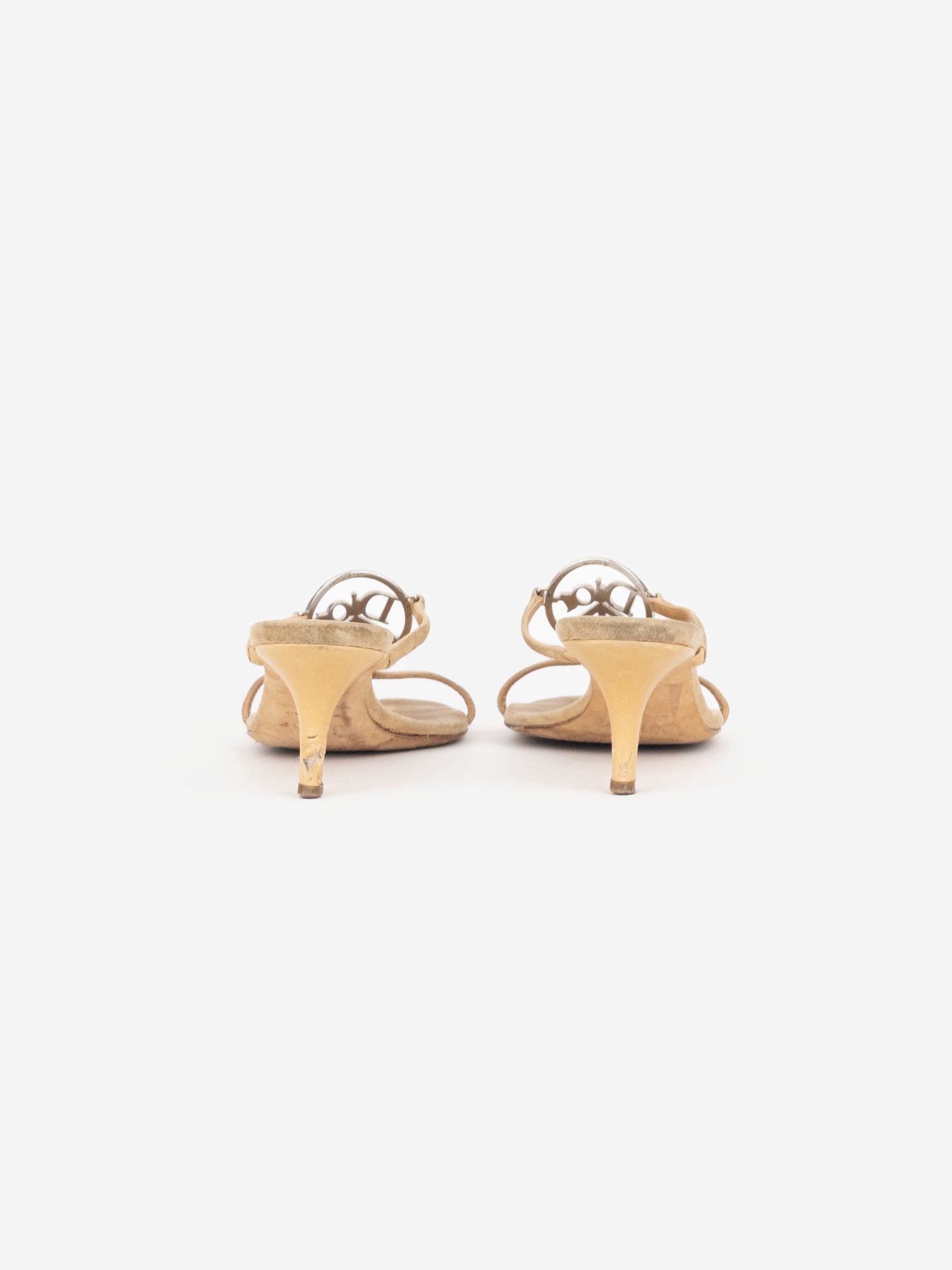Dior by Galliano SS05 Peace Sign Logo Strappy Sandal Mule Heels