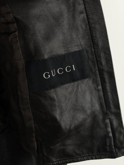 Gucci by Tom Ford AW04 High-Neck Leather Biker Jacket