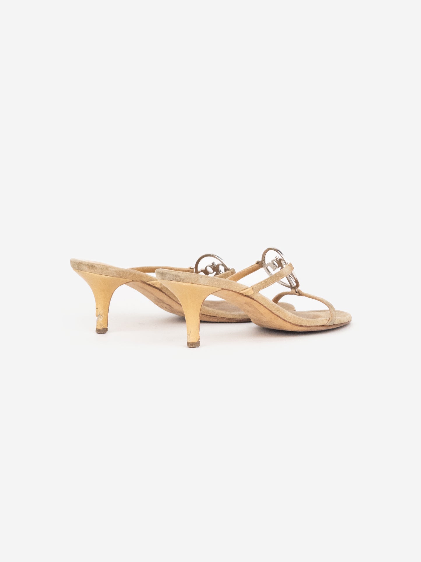 Dior by Galliano SS05 Peace Sign Logo Strappy Sandal Mule Heels