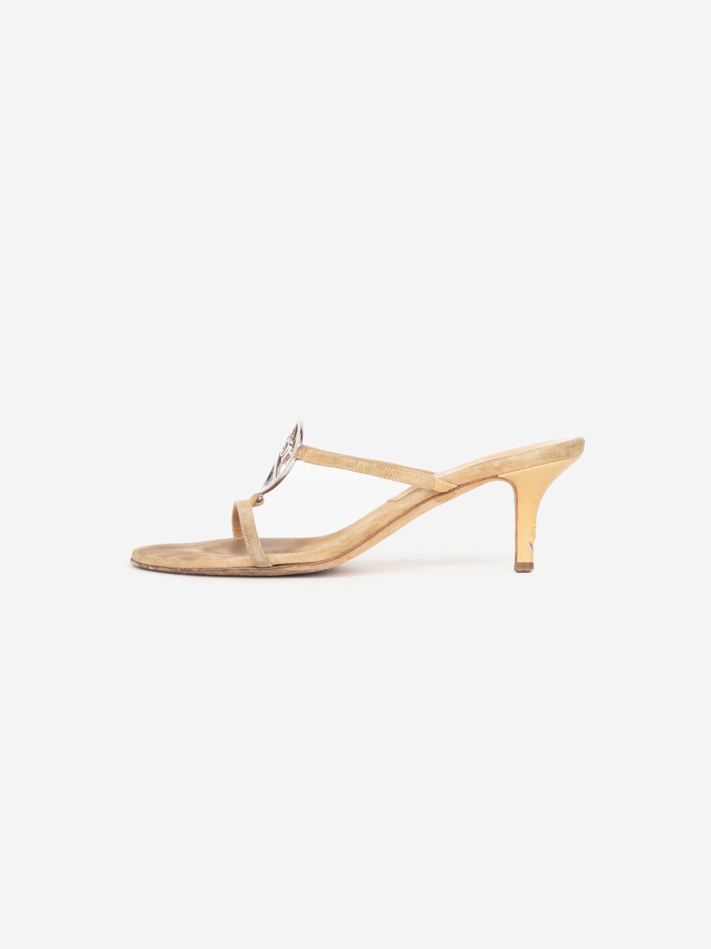 Dior by Galliano SS05 Peace Sign Logo Strappy Sandal Mule Heels