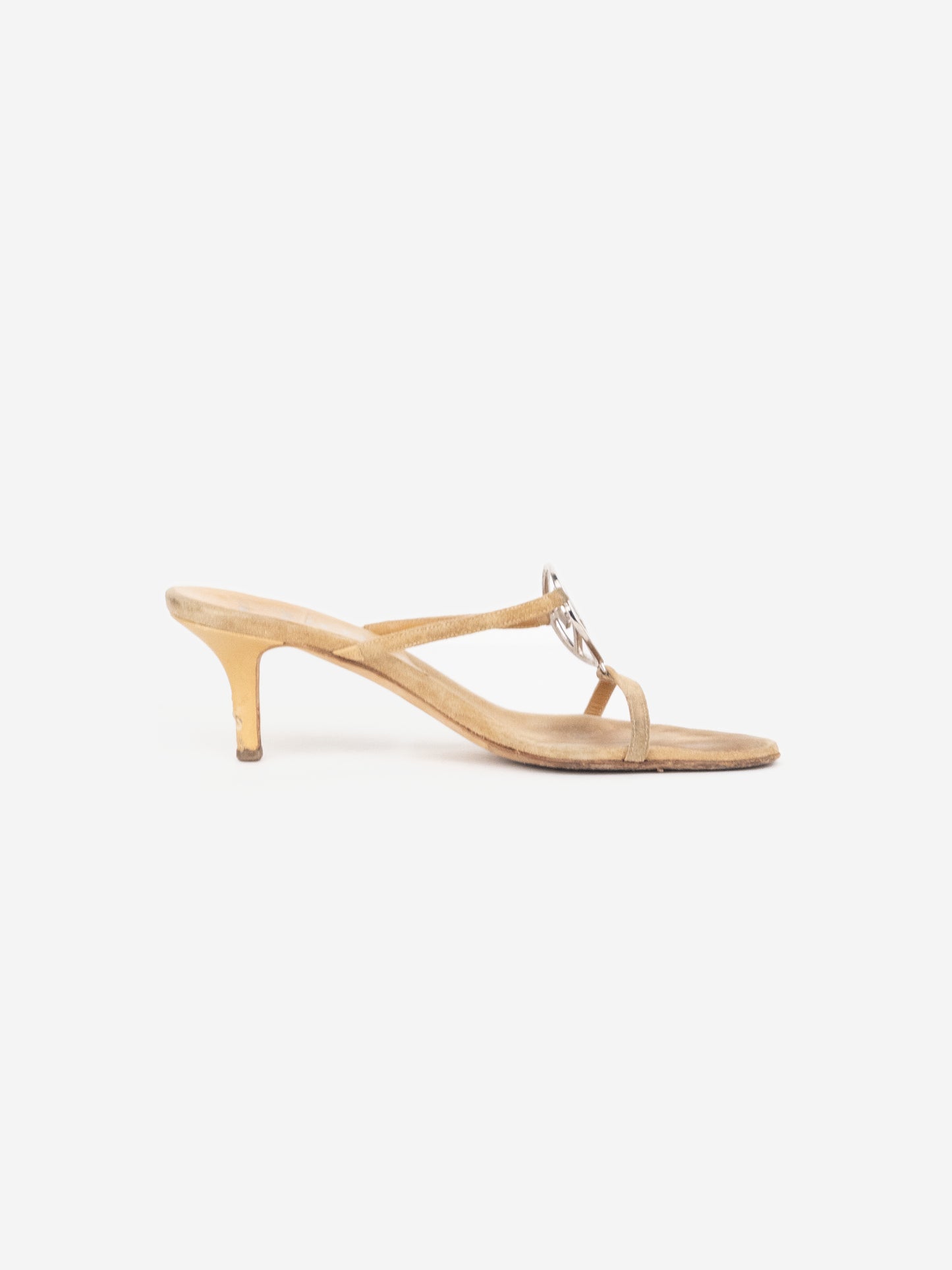 Dior by Galliano SS05 Peace Sign Logo Strappy Sandal Mule Heels
