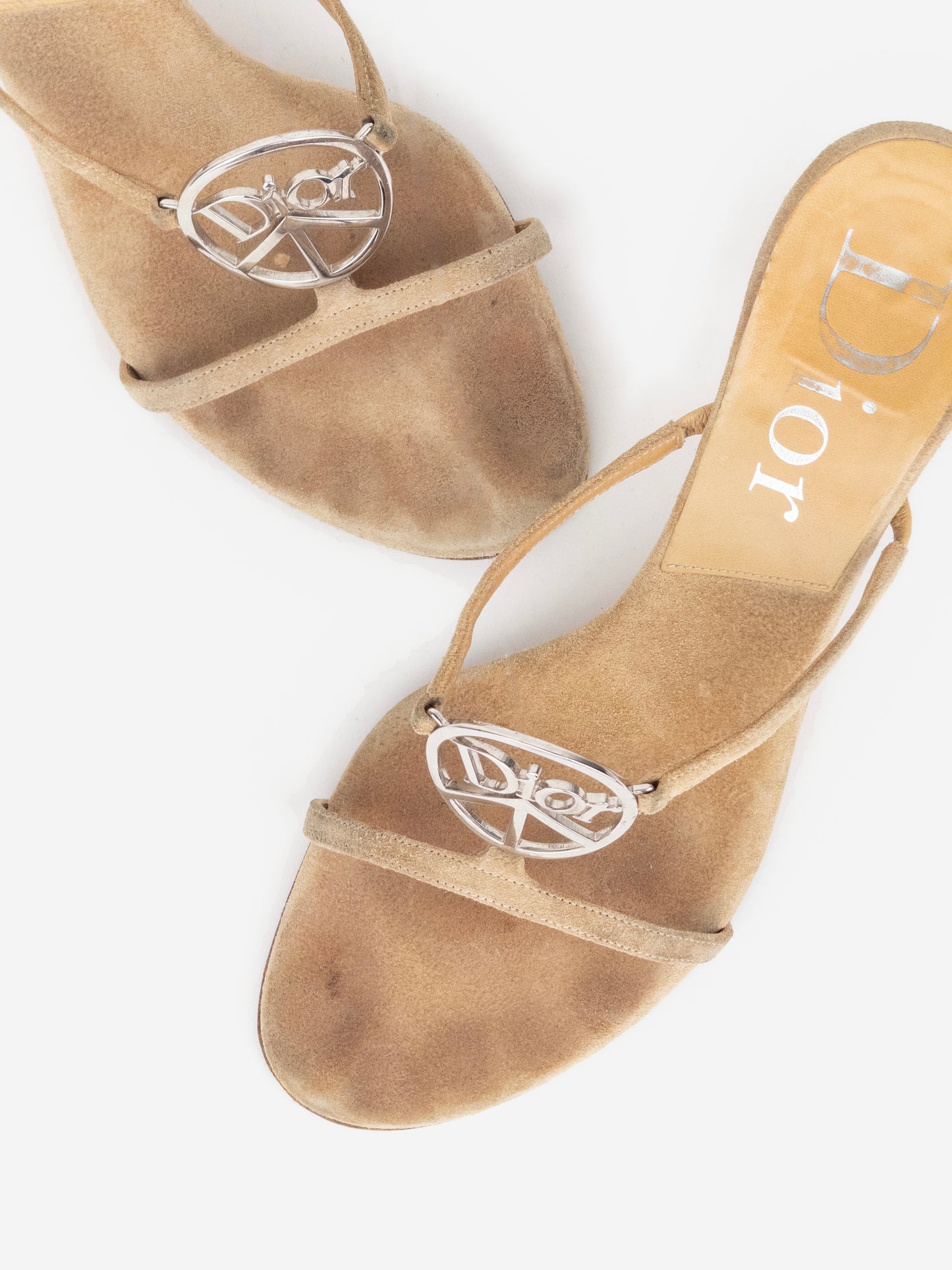Dior by Galliano SS05 Peace Sign Logo Strappy Sandal Mule Heels