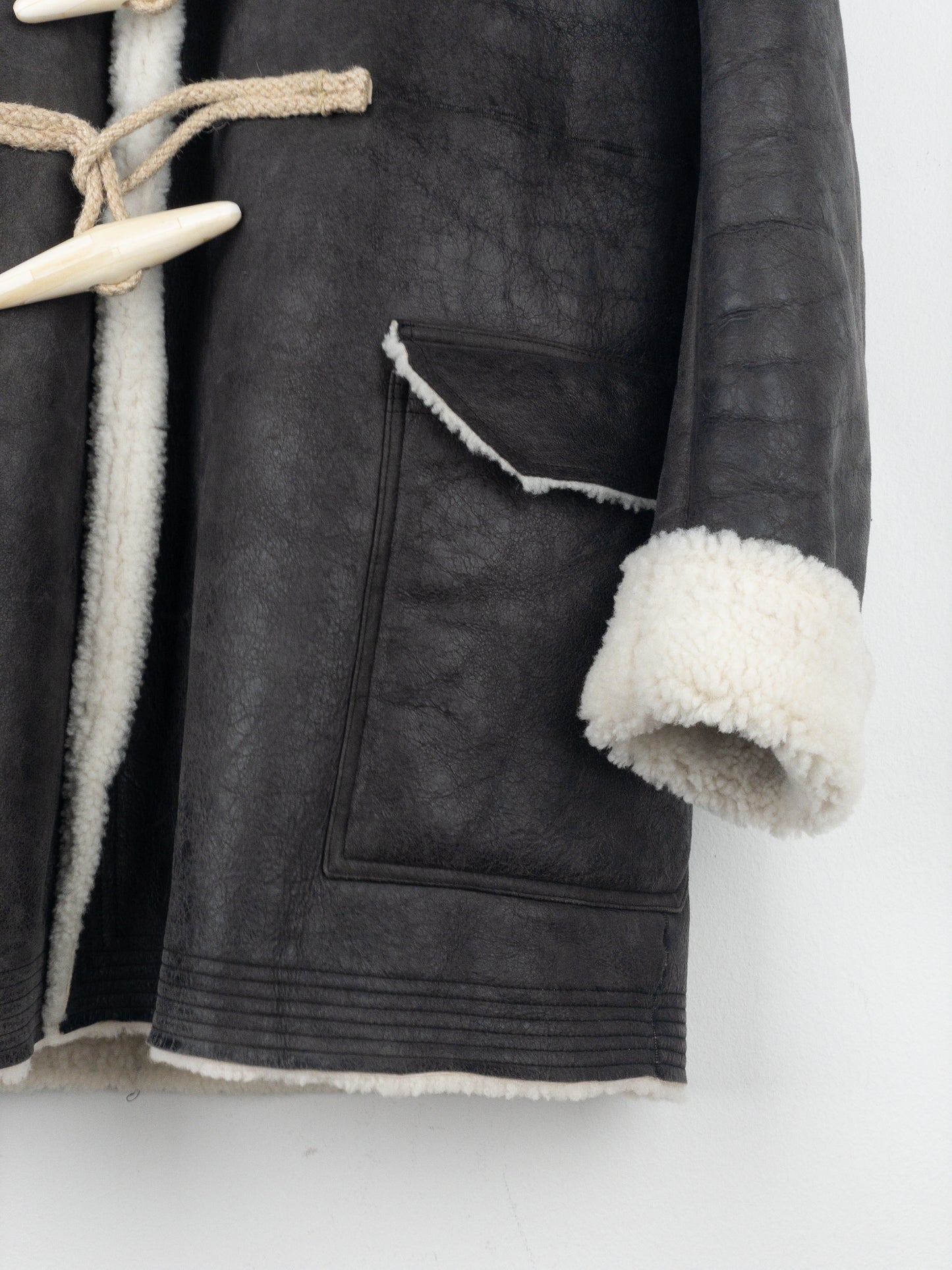 Rick Owens AW17 Leather Shearling Duffle Coat