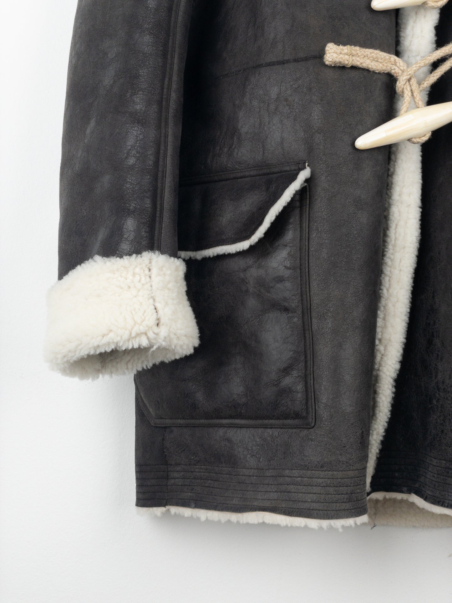 Rick Owens AW17 Leather Shearling Duffle Coat